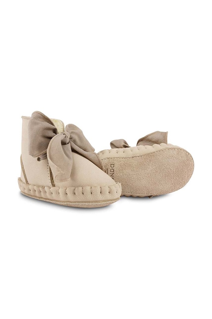 Kojenecké kožené boty Donsje Pina Organza Booties jemné zateplení béžová 1019100.