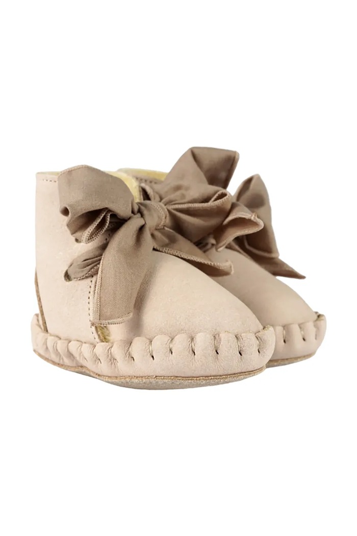Donsje Buty skórzane niemowlęce Pina Organza Booties 1019100. beżowy AA00