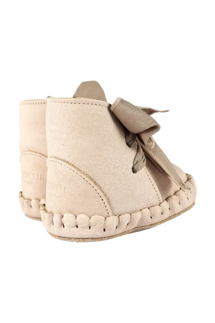 Dziewczynka Donsje Buty skórzane niemowlęce Pina Organza Booties 1019100. beżowy
