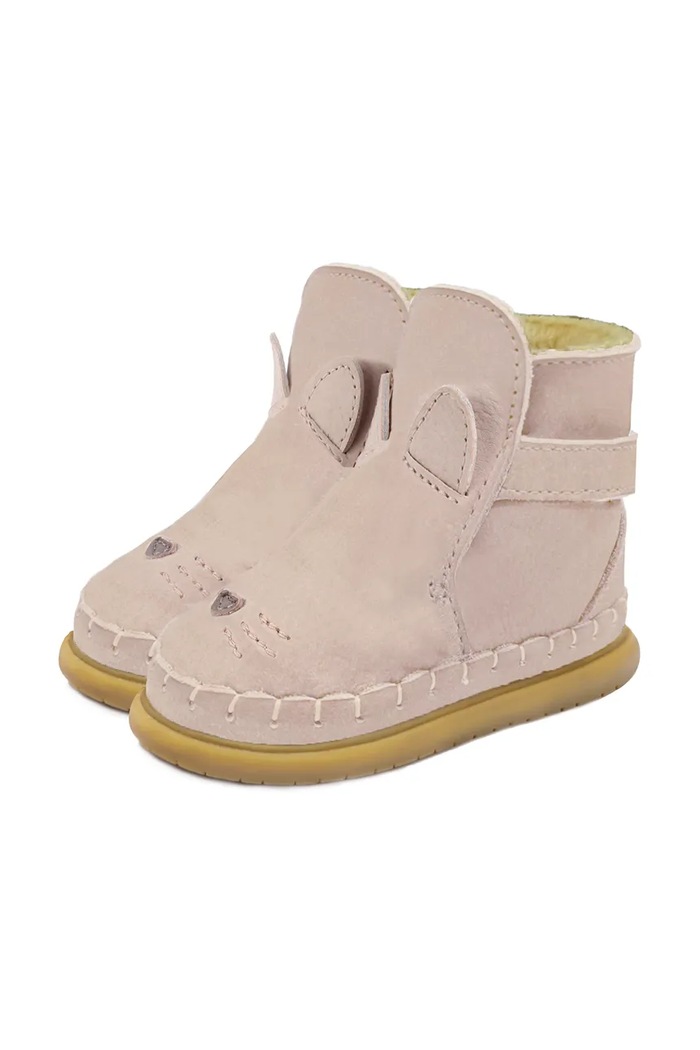 Dětské semišové zimní boty Donsje Dubu Classic Shoes Cat suchý zip béžová 1500403.