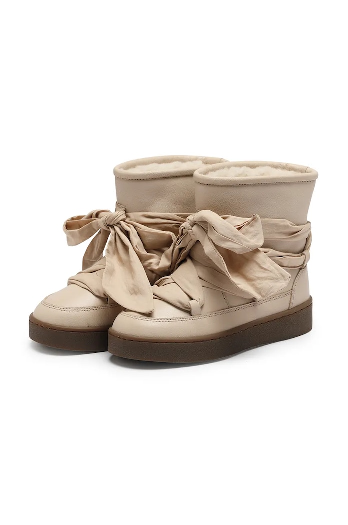 Dětské kožené sněhule Donsje Ganza Boots 2024300.29.33 béžová AW25