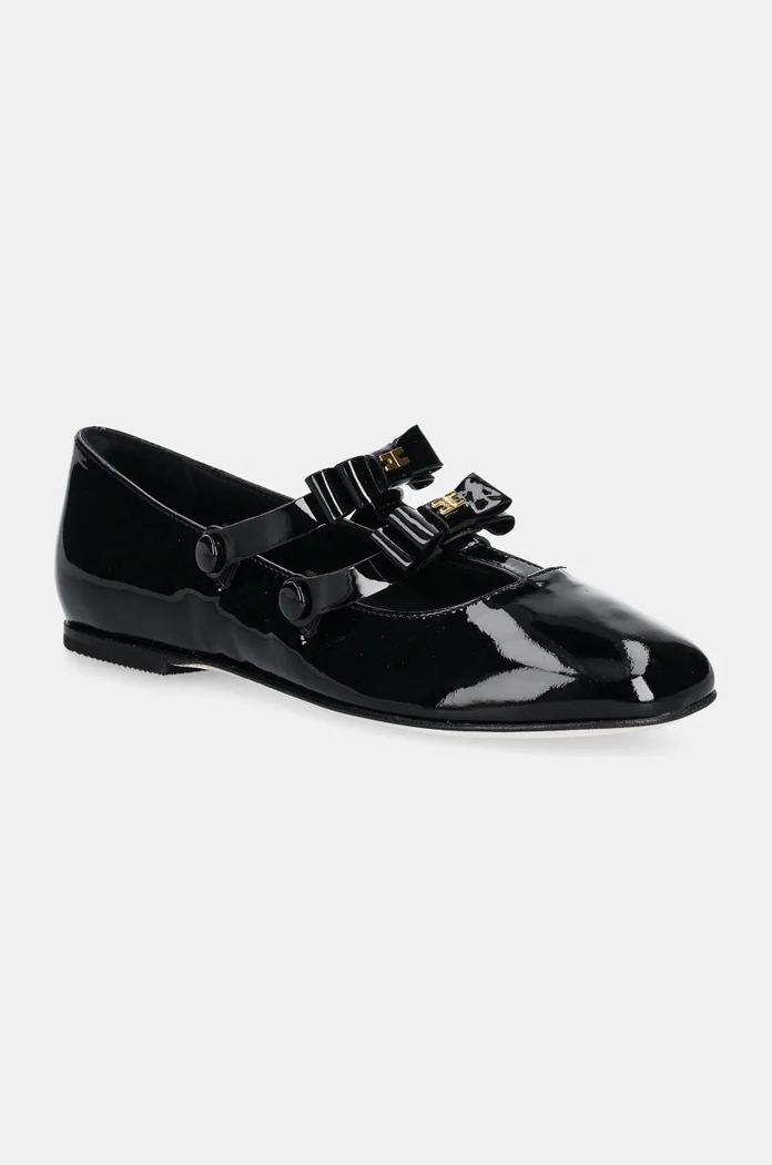 Elisabetta Franchi Baleriny skórzane dziecięce czarny F4A3.E0093.0286