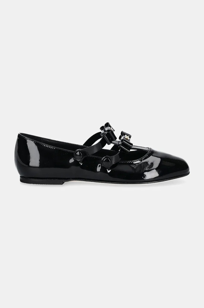Elisabetta Franchi Baleriny skórzane dziecięce F4A3.E0093.0286 czarny AW24
