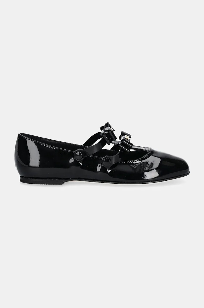 Elisabetta Franchi Baleriny skórzane dziecięce F4A3.E0093.0286 czarny AW24