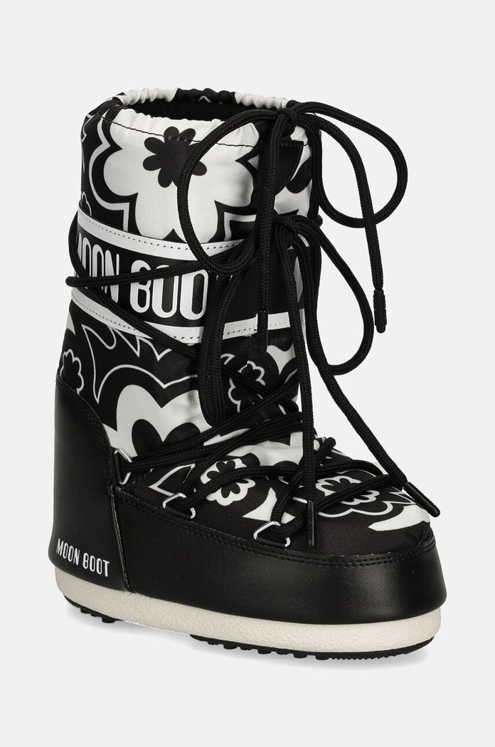 Παιδικές μπότες χιονιού Moon Boot ICON FLOWER απομίμηση λείου δέρματος μαύρο 80D1402940