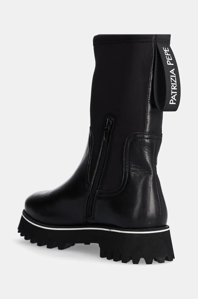 Boty Kožené kotníkové boty Patrizia Pepe Girl PPJ867 černá