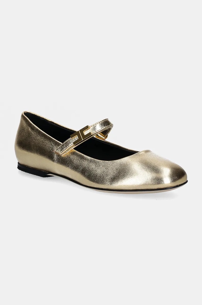 Elisabetta Franchi Baleriny skórzane dziecięce złoty F4A3.E009.4.5.0243.0238