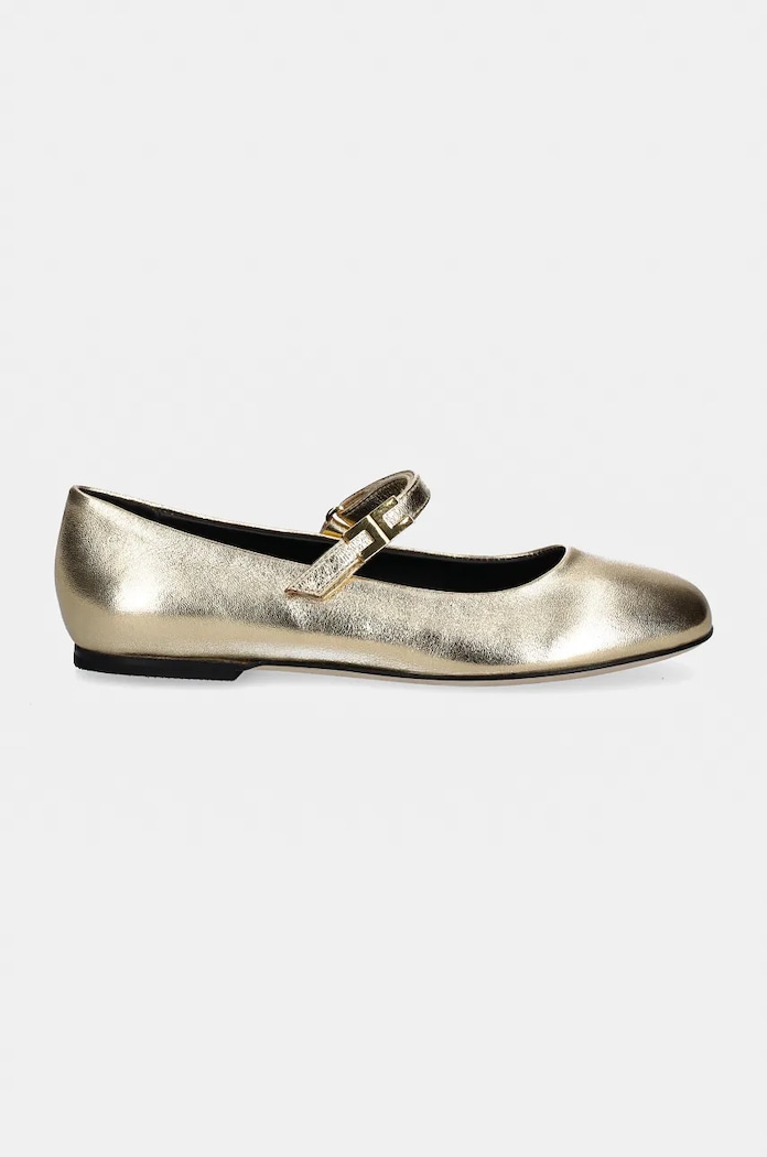 Elisabetta Franchi Baleriny skórzane dziecięce F4A3.E009.4.5.0243.0238 złoty AW24
