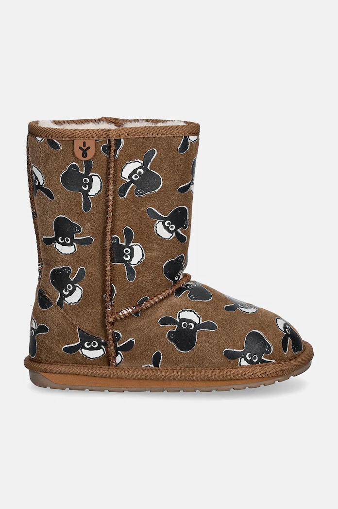 Dječje cipele za snijeg od brušene kože Emu Australia Shaun The Sheep Print K13107.Sha smeđa AW24