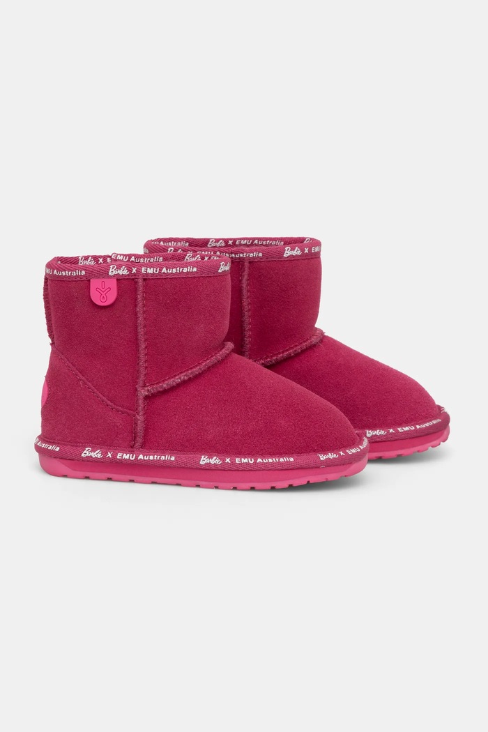 Dječje cipele za snijeg od brušene kože Emu Australia Barbie Wallaby Mini K13153.Bar roza AW24
