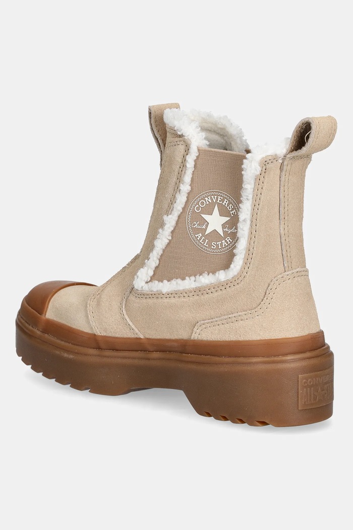 Dievča Detské semišové topánky chelsea Converse CHUCK TAYLOR AS CHELSEA LUGGED A09257C béžová