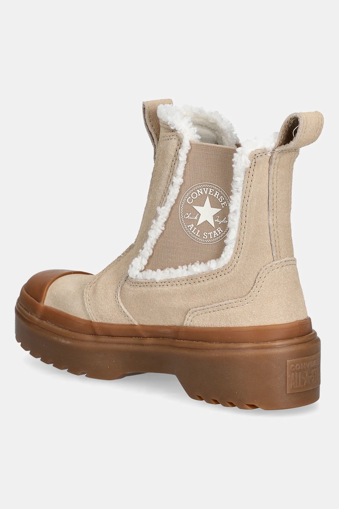 Dievča Detské semišové topánky chelsea Converse CHUCK TAYLOR AS CHELSEA LUGGED A09257C béžová