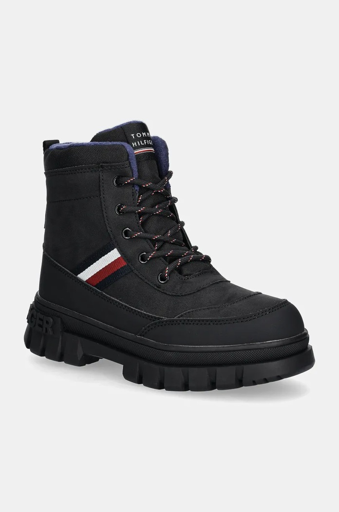 Παιδικές χειμερινές μπότες Tommy Hilfiger συνθετικό μαύρο T3X5.33713.35.41