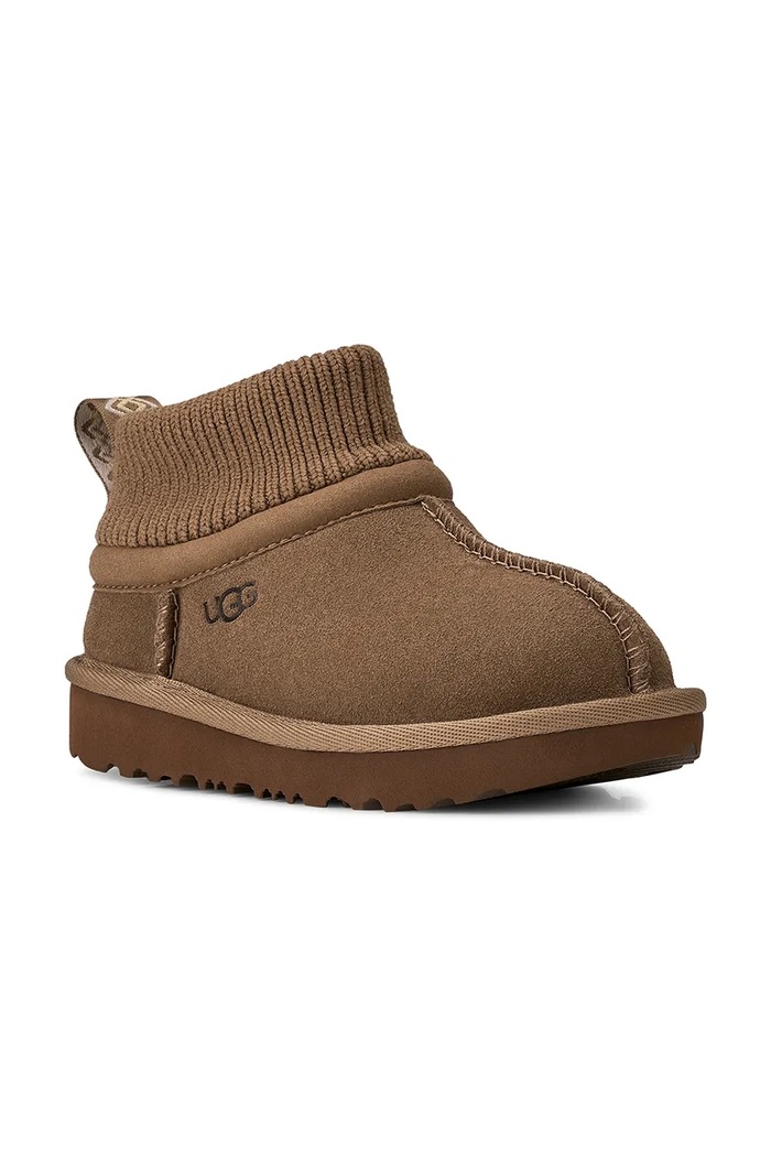 UGG Zimske čizme za djecu od brušene kože CLASSIC ULTRA STRETCH CUFF 1157702T smeđa AW25