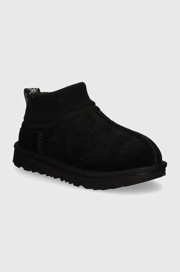 UGG Śniegowce zamszowe dziecięce CLASSIC ULTRA STRETCH CUFF czarny 1157702T