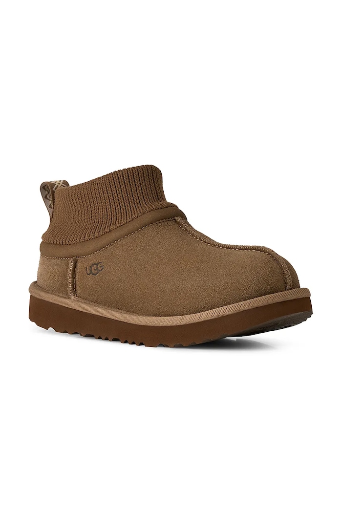 UGG Snežni čevlji zimski otroški semišasti KIDS' CLASSIC ULTRA STRETCH CUFF 1157702K rjava AW25