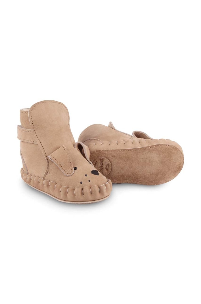 Donsje incaltaminte din piele pentru bebelusi Kapi Classic Booties Dog Produs pentru bebe bej 1028005.