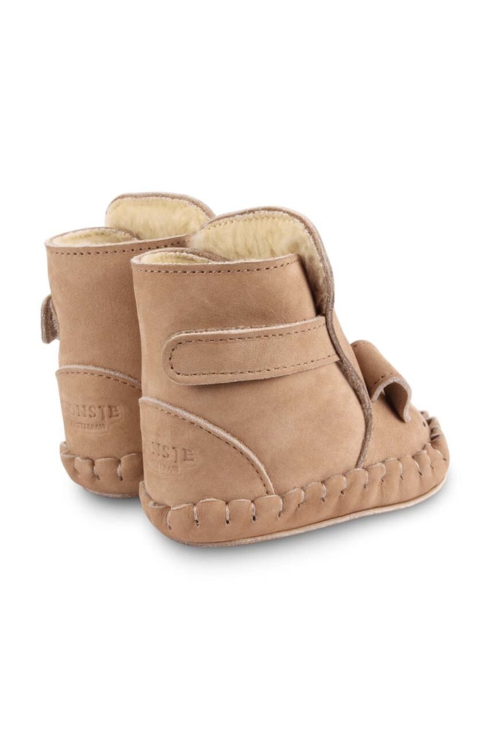 Băieți Donsje incaltaminte din piele pentru bebelusi Kapi Classic Booties Dog 1028005. bej