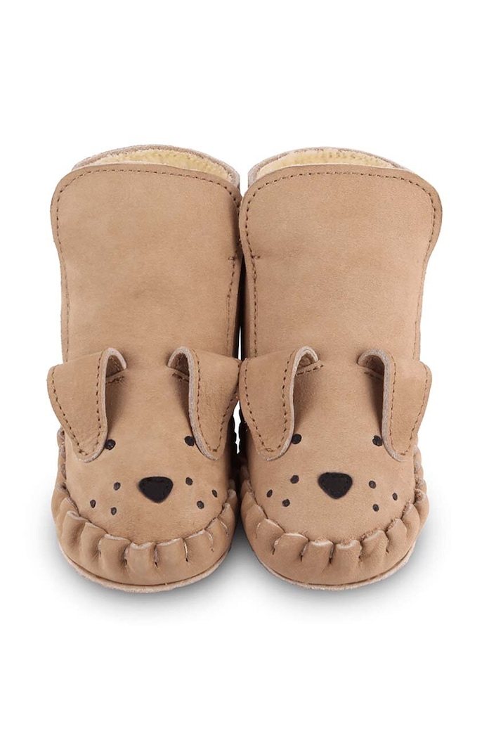 Donsje incaltaminte din piele pentru bebelusi Kapi Classic Booties Dog bej 1028005.