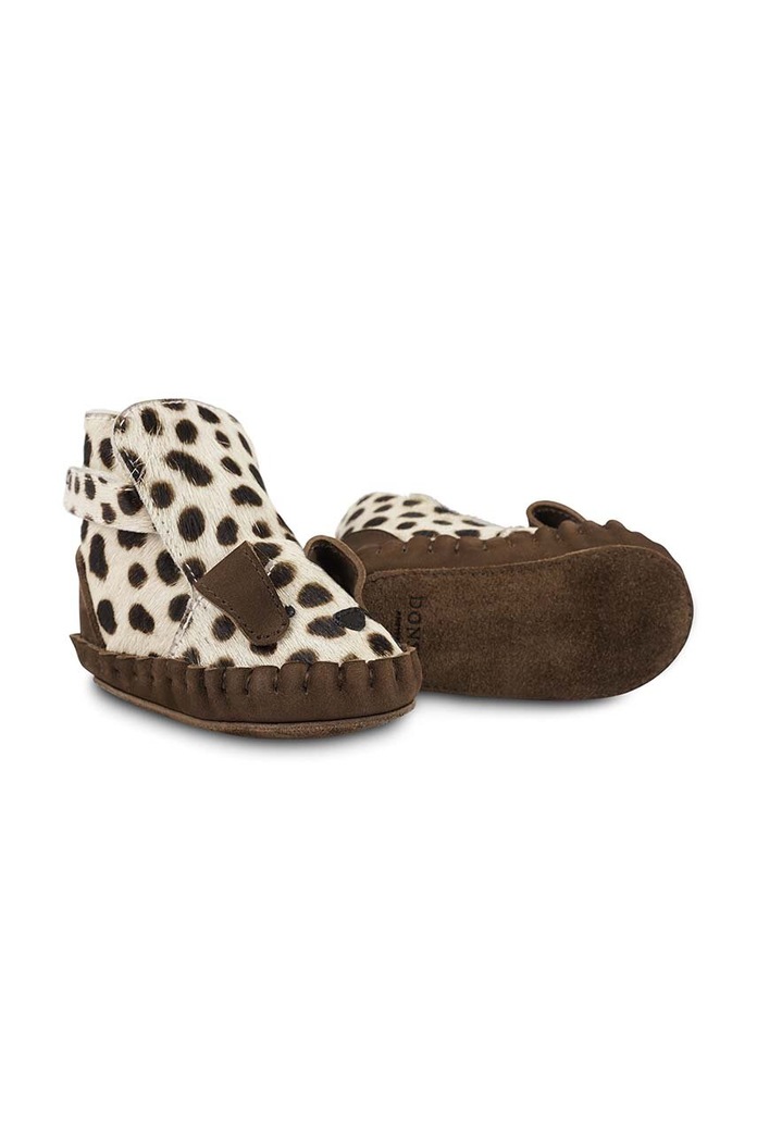 Donsje buty skórzane niemowlęce Kapi Exclusive Booties Dalmatian lekko ocieplane brązowy 1028120.