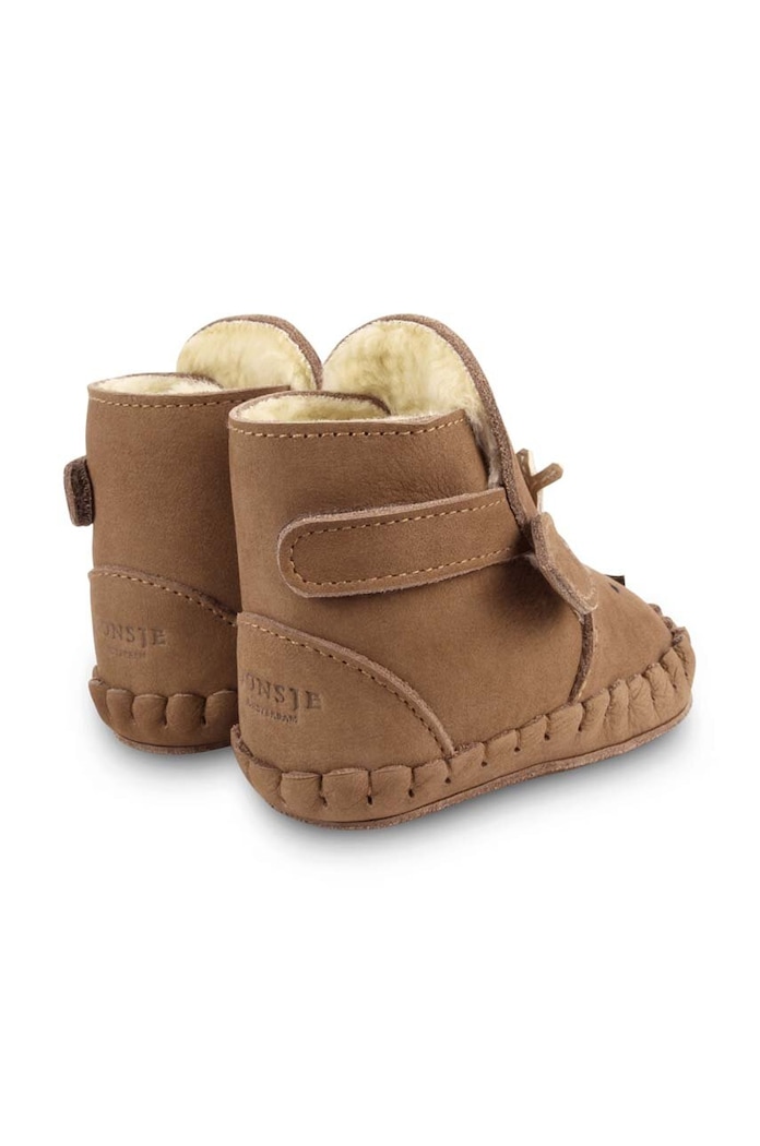 Băieți Donsje incaltaminte din piele pentru bebelusi Kapi Special Booties Stag 1028303. maro