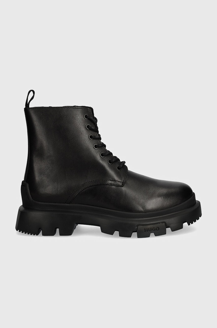 Kožené boty HUGO Fabyan 50522976.001 černá AW24