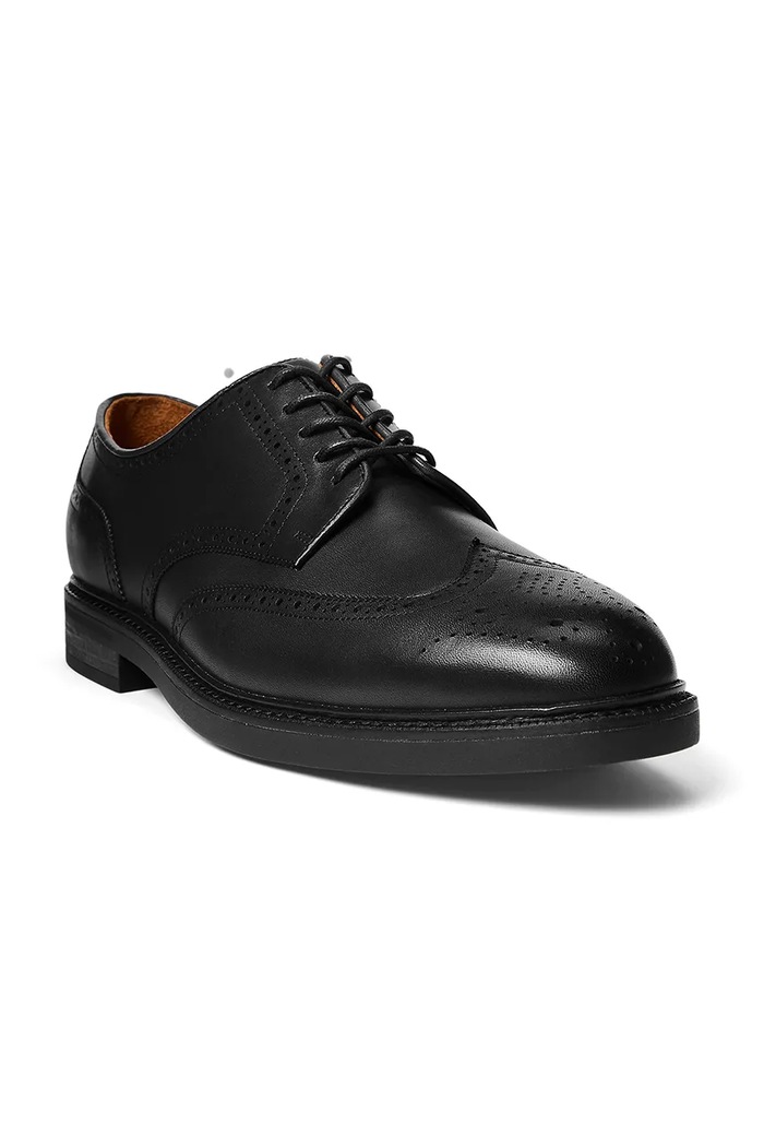Kožené poltopánky Polo Ralph Lauren Asher Wgtip 803955640002.001 čierna SS25
