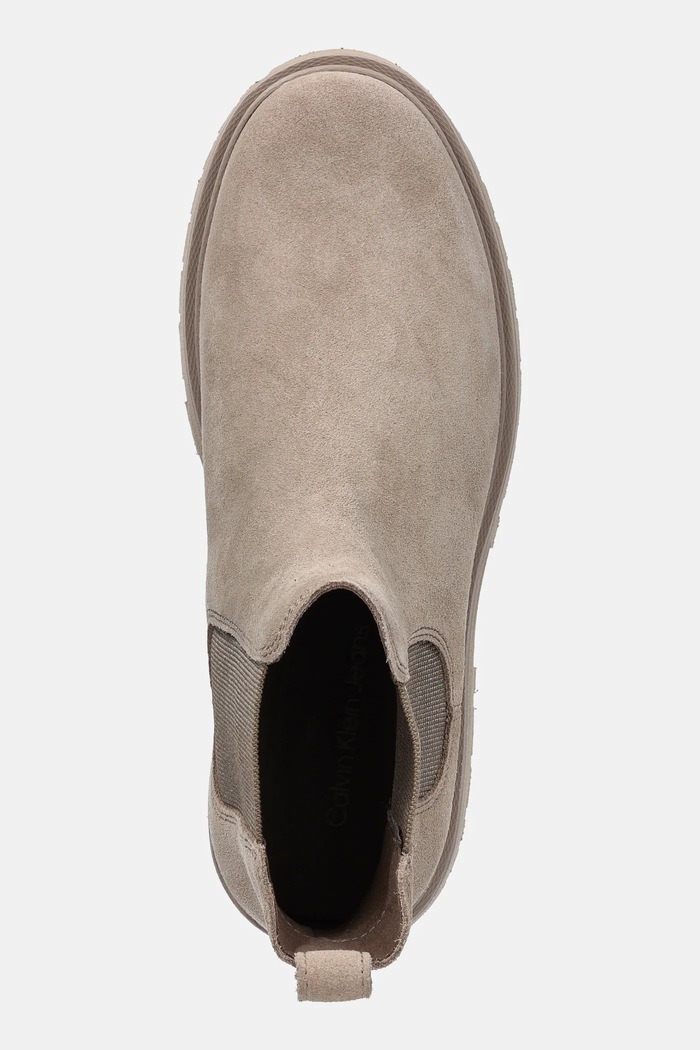 Kožené topánky chelsea Calvin Klein Jeans EVA BOOT MID CHELSEA ICONIC DR béžová YM0YM01080