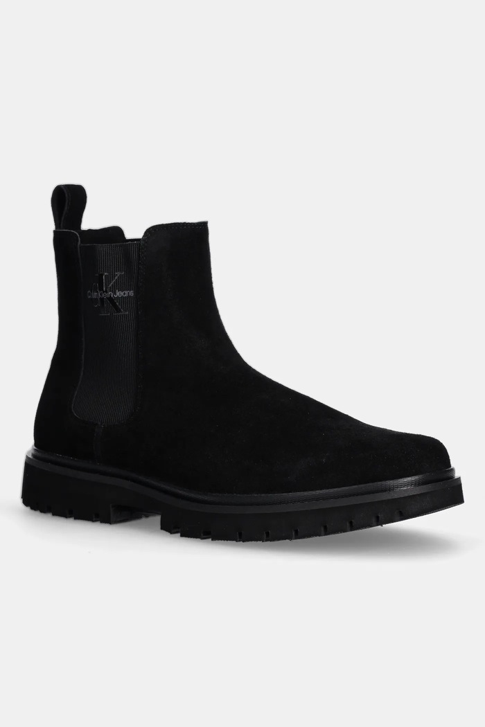 Calvin Klein Jeans sztyblety skórzane EVA BOOT MID CHELSEA ICONIC DR nieocieplane czarny YM0YM01080