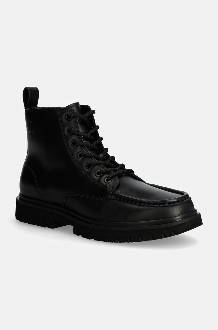 Calvin Klein Jeans buty skórzane EVA BOOT MID LACEUP UNFORM DRESS skóra licowa czarny YM0YM01073