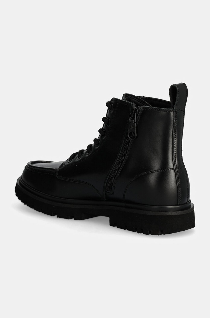 Obuwie Calvin Klein Jeans buty skórzane EVA BOOT MID LACEUP UNFORM DRESS YM0YM01073 czarny