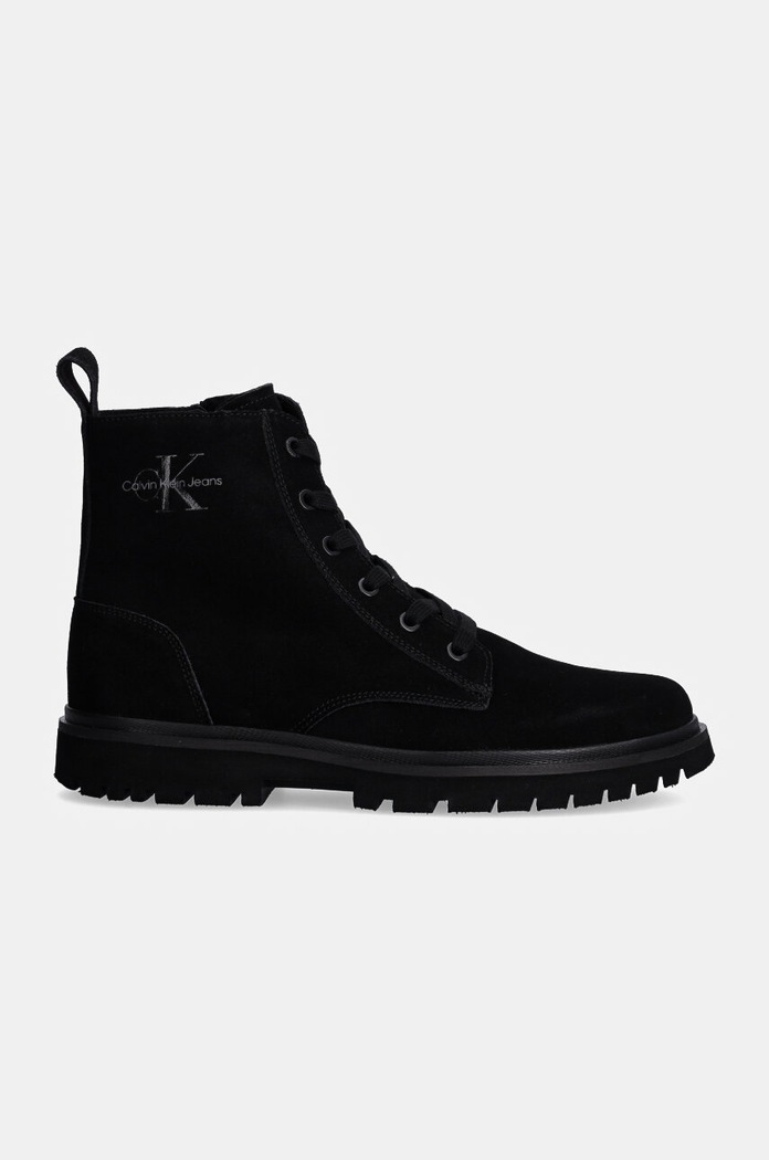 Calvin Klein Jeans trzewiki skórzane EVA BOOT MID LACEUP ICONIC DRESS YM0YM01070 czarny NC24