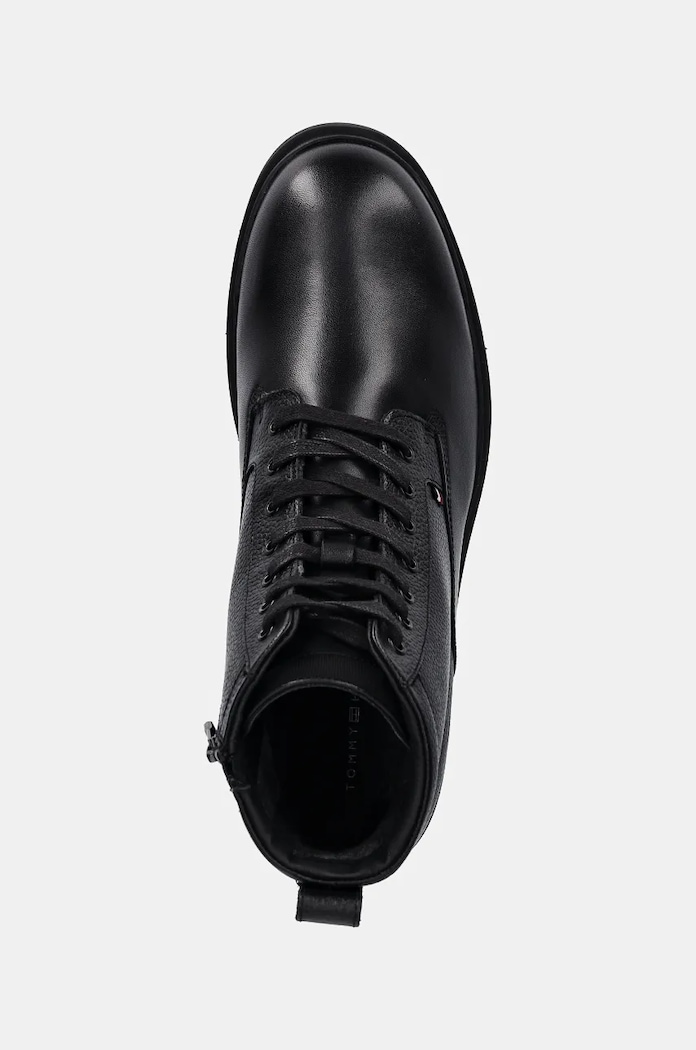 Kožené boty Tommy Hilfiger FLEX HILFIGER WARM CHECK LTH Z B černá FM0FM05101