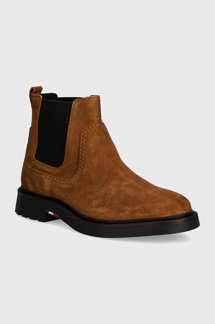 Tommy Hilfiger Sztyblety zamszowe HILFIGER COMFORT LWT SUEDE CHEL brązowy FM0FM05104