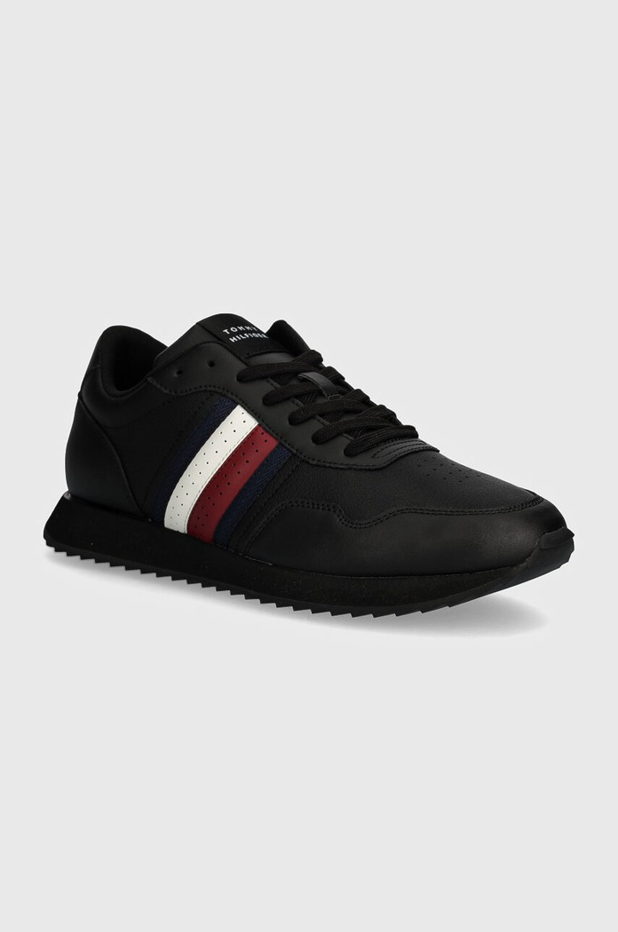 Kožené sneakers boty Tommy Hilfiger RUNNER EVO LTH MIX ESS potažená kůže černá FM0FM05121