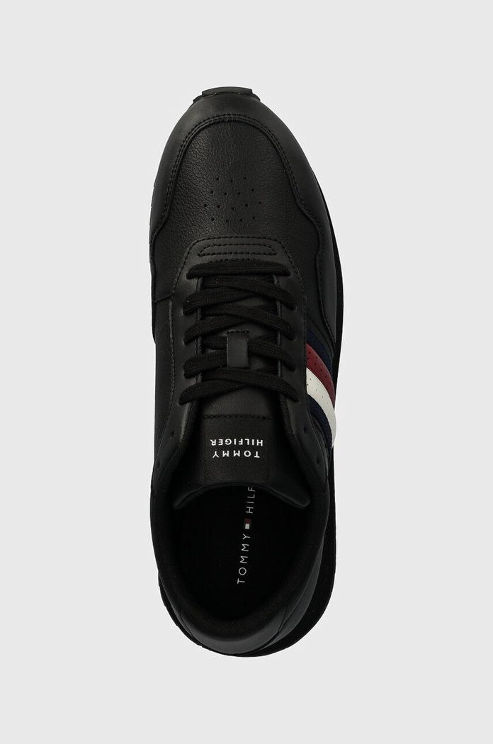 Kožené sneakers boty Tommy Hilfiger RUNNER EVO LTH MIX ESS černá FM0FM05121