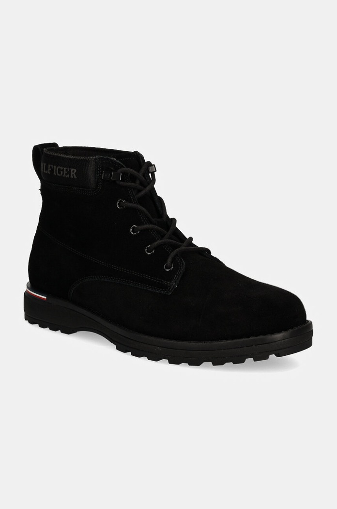 Tommy Hilfiger buty zamszowe CORPORATE OUTDOOR SUEDE BOOT skóra zamszowa czarny FM0FM05147