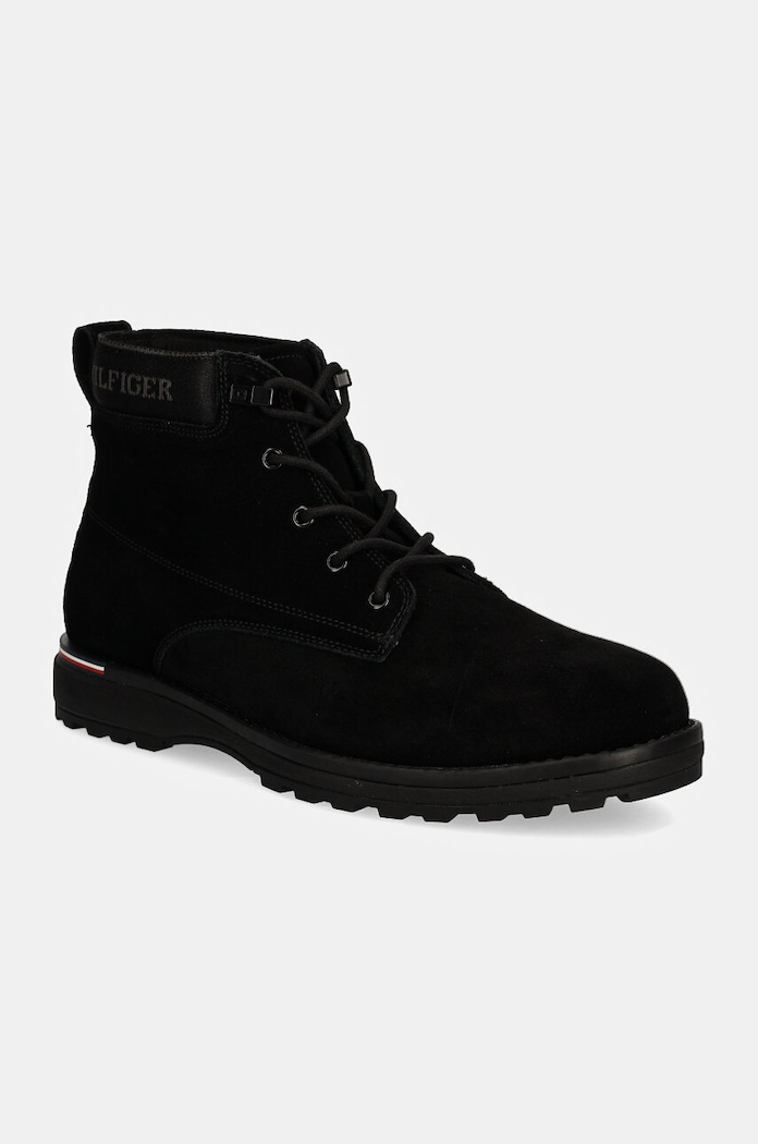 Tommy Hilfiger buty zamszowe CORPORATE OUTDOOR SUEDE BOOT skóra zamszowa czarny FM0FM05147