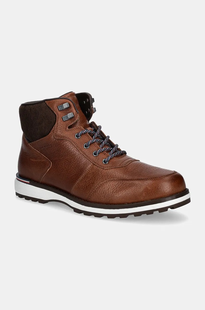 Tommy Hilfiger buty skórzane CORPORATE WARM OUTDOOR LTH BOOT skóra licowa brązowy FM0FM05148