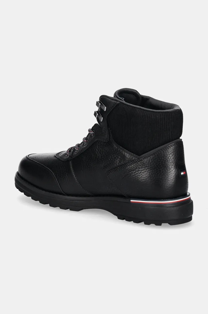Încălțăminte Tommy Hilfiger ghete de piele CORPORATE WARM OUTDOOR LTH BOOT FM0FM05148 negru