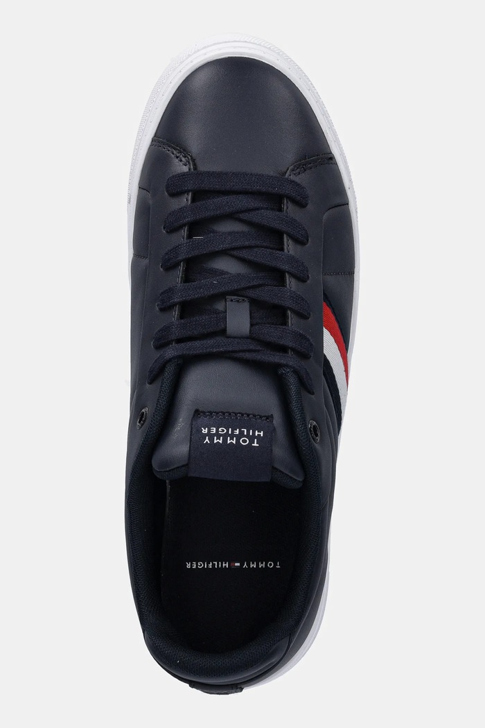 Sneakersy ICON COURT LTH STRIPES Tommy Hilfiger FM0FM05163 granatowy