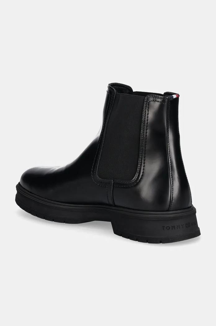 Obuwie Tommy Hilfiger sztyblety skórzane HILFIGER ABRASIV WARM LTH CHELS FM0FM05176 czarny