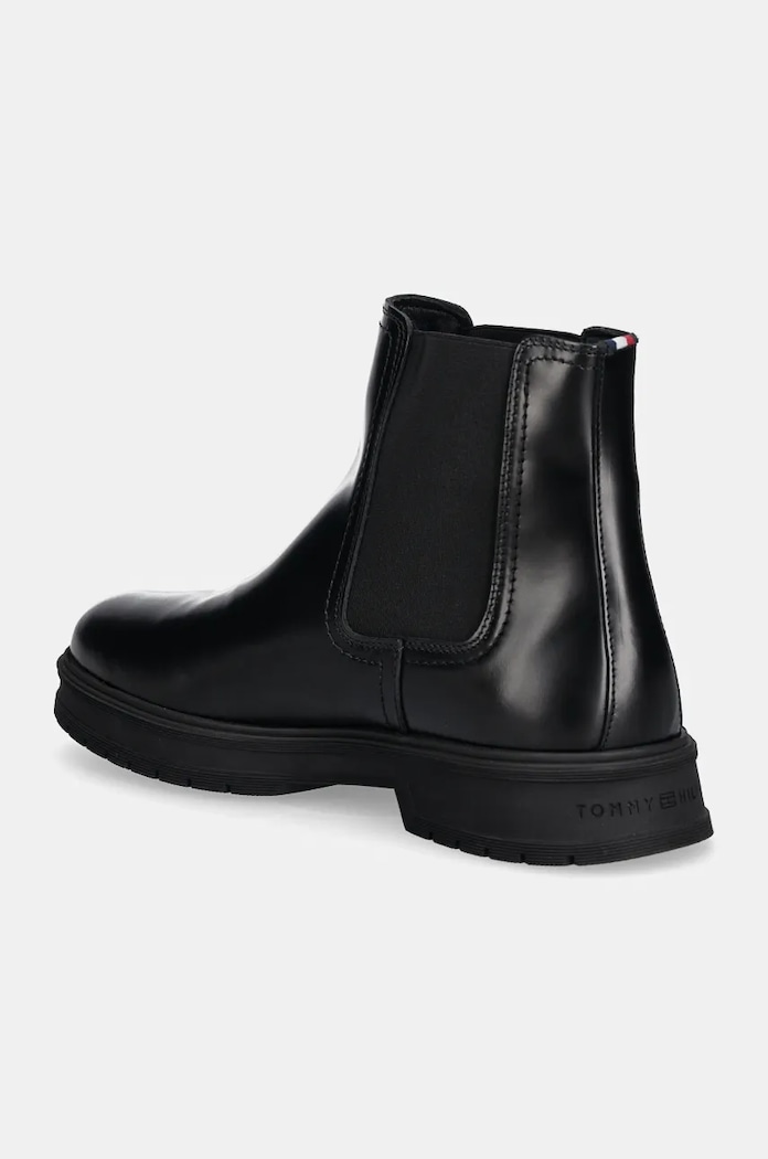 Obuwie Tommy Hilfiger sztyblety skórzane HILFIGER ABRASIV WARM LTH CHELS FM0FM05176 czarny