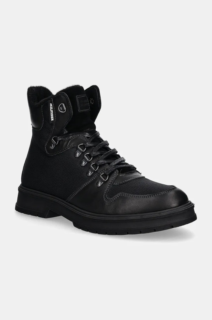 Cipele Tommy Hilfiger HILFIGER WARM CORDURA MIX BOOT zrnata koža crna FM0FM05180