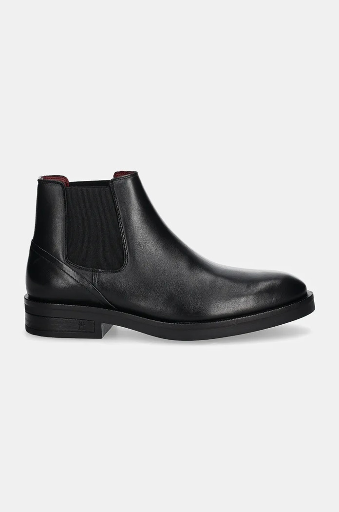 Tommy Hilfiger sztyblety skórzane PREMIUM HILFIGER TL LTH CHELSEA FM0FM05185 czarny NC24