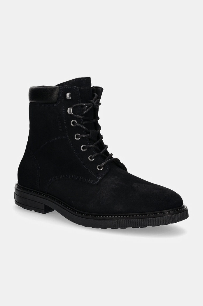 Tommy Hilfiger trzewiki zamszowe HILFIGER OUTDOOR SUEDE BOOT skóra zamszowa granatowy FM0FM05193