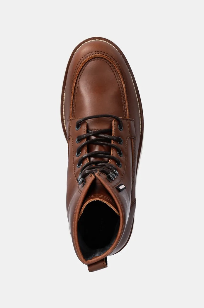 Kožne cipele Tommy Hilfiger TH AMERICAN PREM CHECK LTH BOOT smeđa FM0FM05194