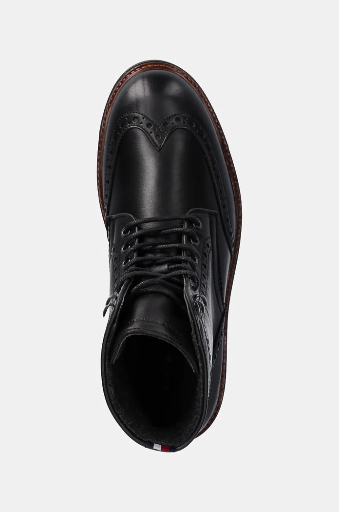 Tommy Hilfiger ghete de piele HILFIGER WARM LTH BROGUE BOOT negru FM0FM05195