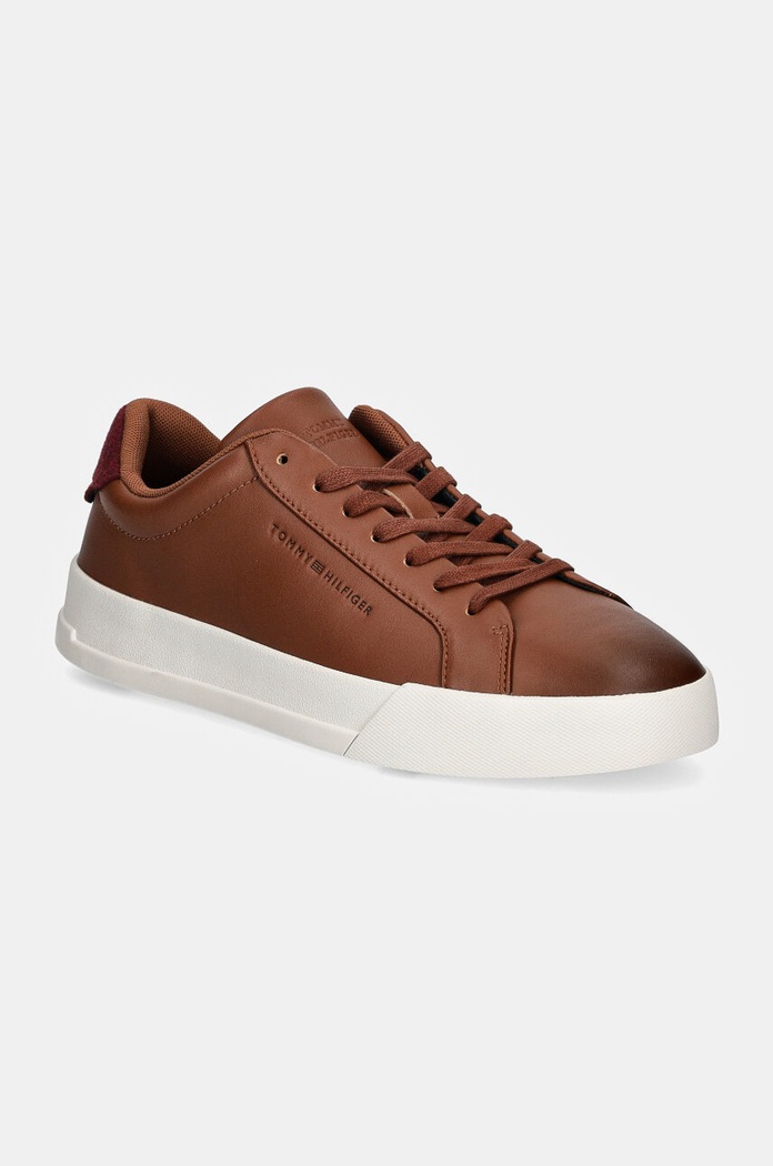 Δερμάτινα sneakers Tommy Hilfiger TH COURT SEASONAL WINTER 4A μικρό καφέ FM0FM05207