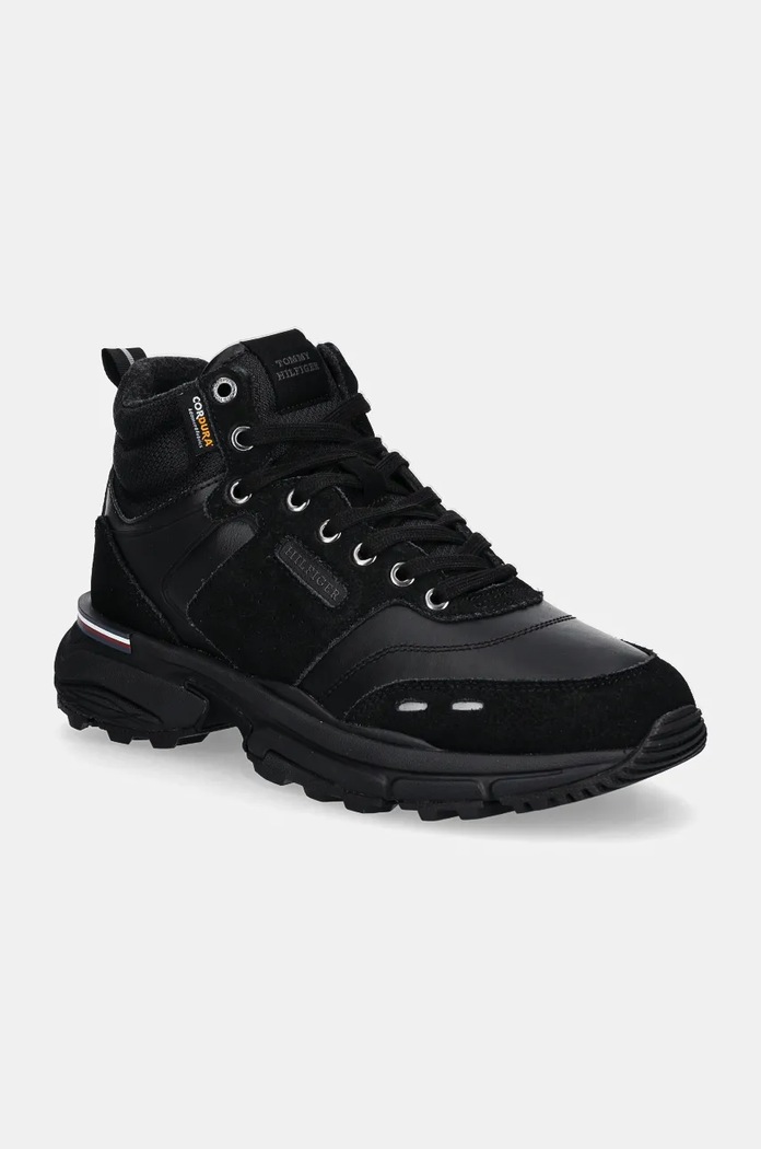 Tenisky Tommy Hilfiger M RUNNER CORDURA HI LTH MIX semišová koža čierna FM0FM05222